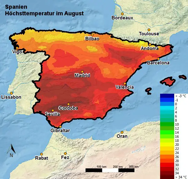 Spanien Wetter Klima Im August Temperatur Regen